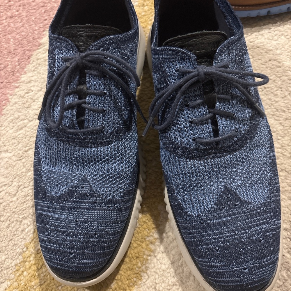 Cole Haan Navy Knit Lace-Up Oxfords
